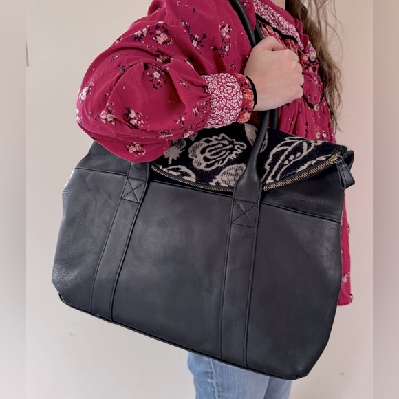 PENDLETON Virgin Wool and Leather Leaf Print Large Bag - Picture 6 of 8